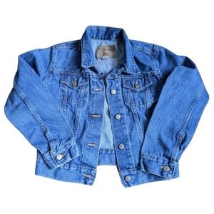 Vintage Y2K 90s London Jean Denim Jacket Made in USA Trucker Medium Cotton Blue